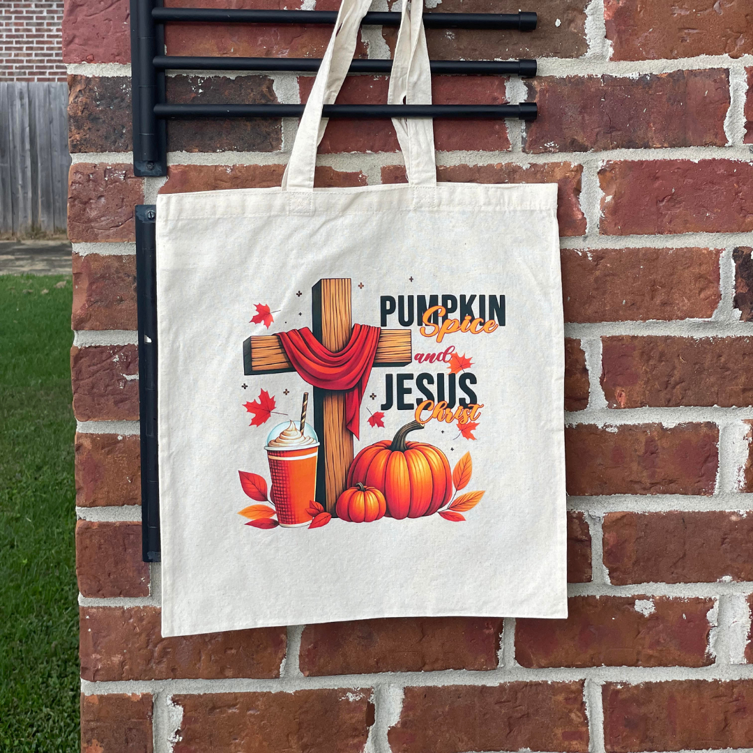 Pumpkin Spice And Jesus Christ Tote Bag