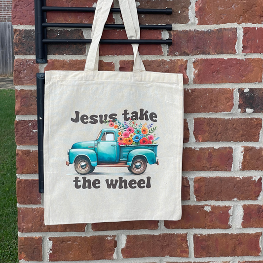 Jesus Take The Wheel Tote Bag